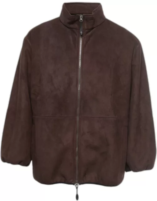 Armani Collezioni Vintage Brown Faux Suede Zip Front Jacket