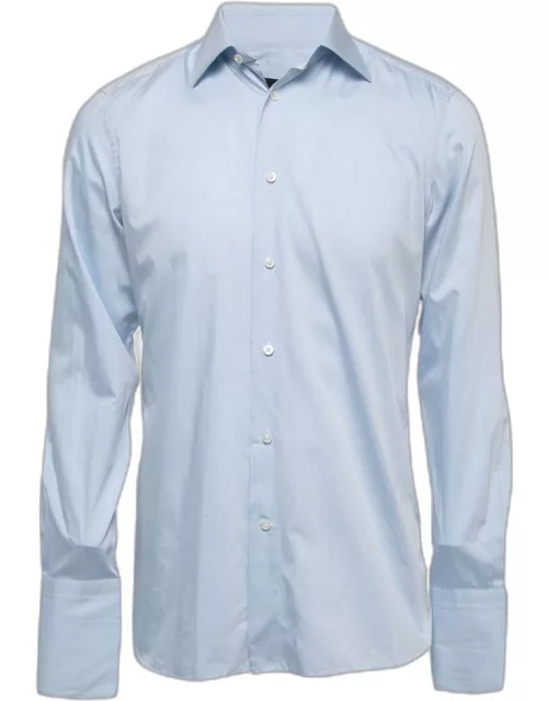 Ermenegildo Zegna Light Blue Cotton Full Sleeve Button Front Full Sleeve Shirt