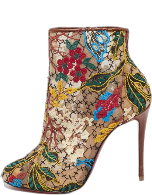 Christian Louboutin Multicolor Mesh and Croc Embossed Miss Tennis Boot