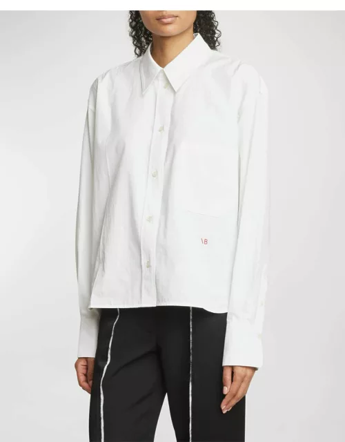Cropped Poplin Long-Sleeve Shirt