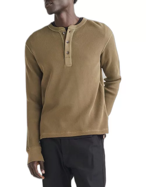Men's Garment-Dyed Waffle Henley Shirt