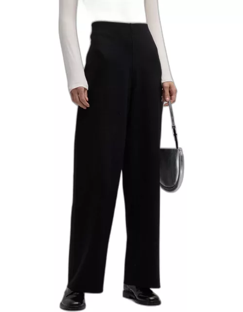 Petite High-Rise Tapered Wool Jersey Pant