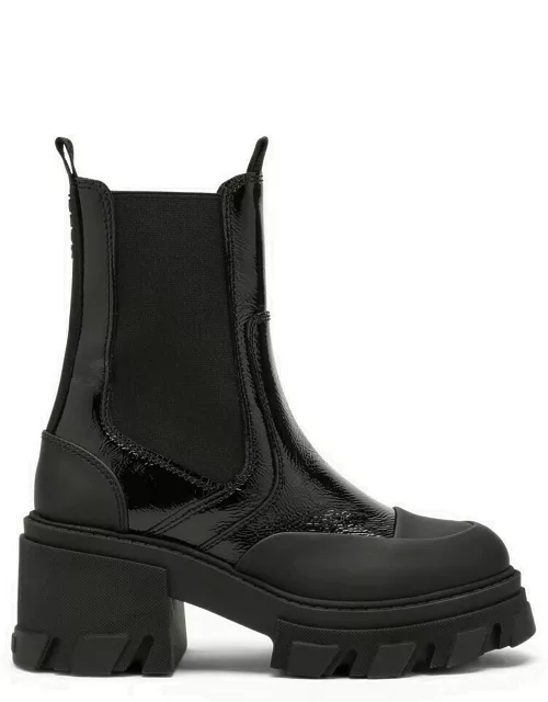 Black leather ankle boot