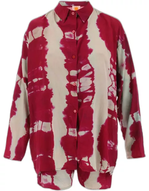 SUN CHASERS 'shibori' silk shirt and pants set