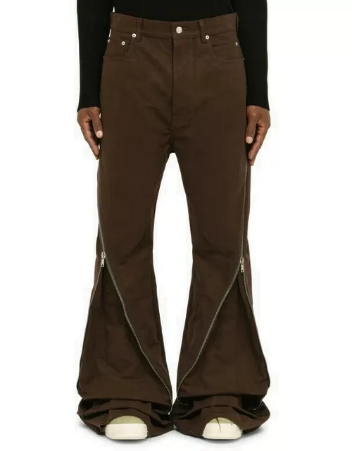 Brown trousers with zip