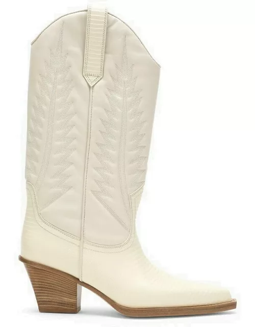 Bone western boot with embroidery