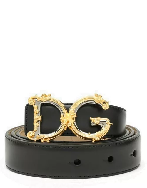 Black leather belt with DG buckle