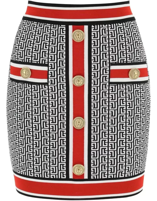 BALMAIN mini skirt in monogram knit