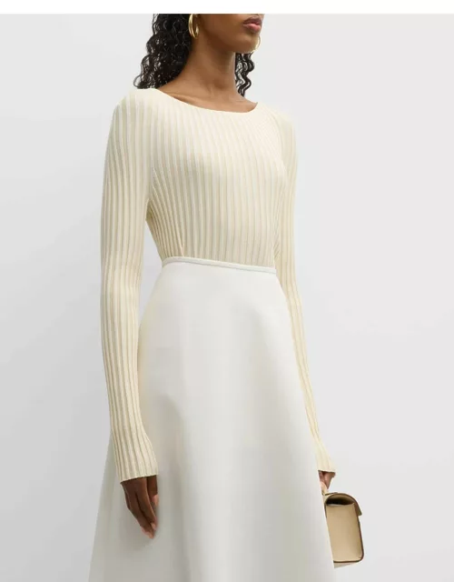 Ribbed Scoop-Neck Pullover