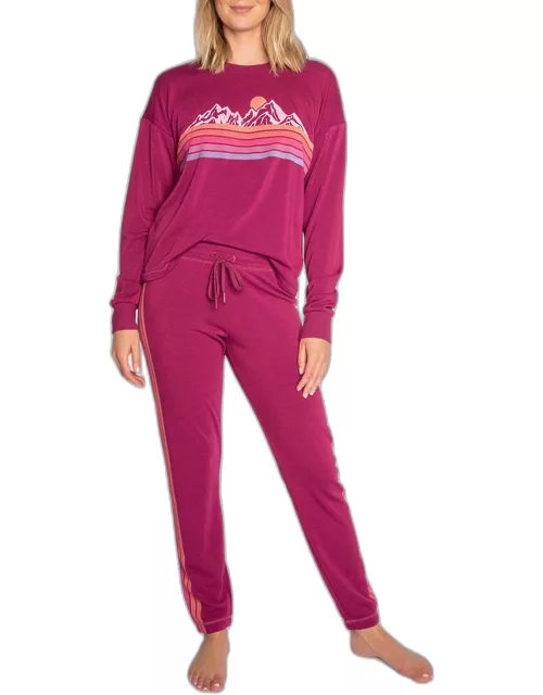 Retro Rockies Stripe-Print Pajama Set