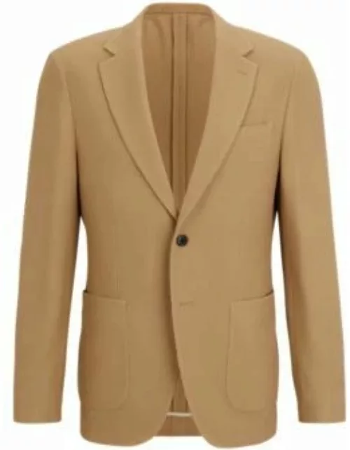 Slim-fit jacket in a micro-patterned wool blend- Beige Men's Sport Coat