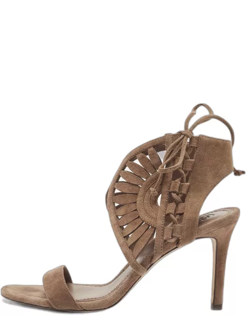 Tory Burch Brown Suede Ankle Strap Sandal