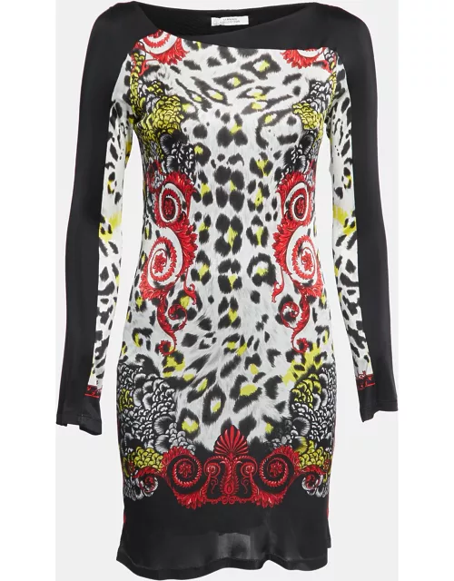 Versace Collection Multicolor Printed Jersey Long Sleeve Mini Dress