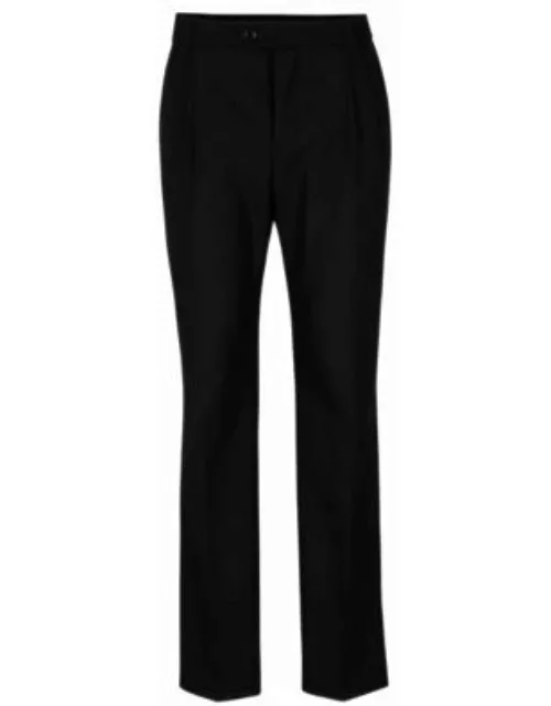 All-gender relaxed-fit trousers in melange wool- Black Men's Suit Separate