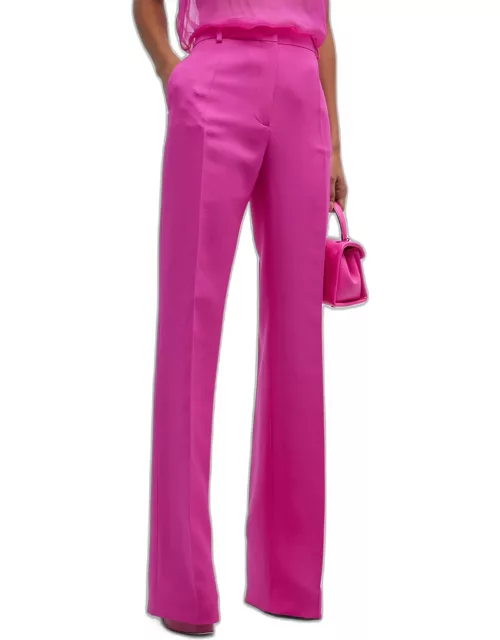 Straight-Leg Solid Crepe Couture Trouser