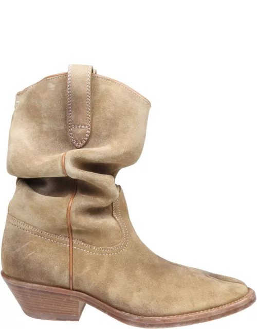 Maison Margiela Texan Tabi Boots In Suede Leather