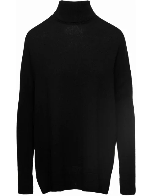 Antonelli Black Sweater With Mock Neck In Wool And Cashmere Woman
