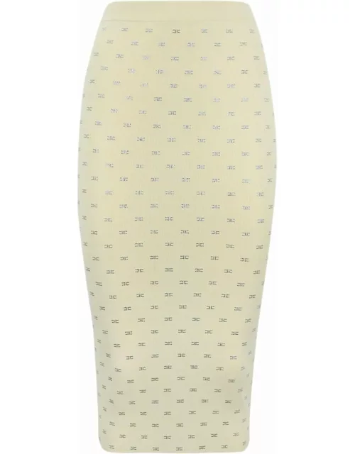 Elisabetta Franchi Knitted Skirt With Glitter Logo
