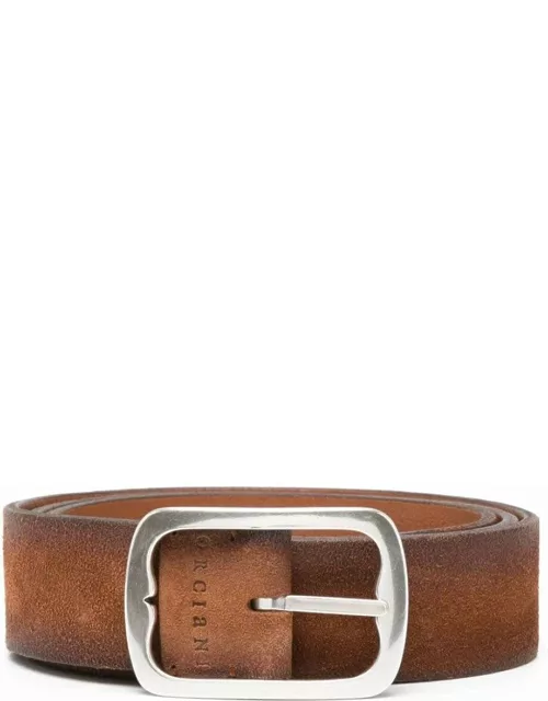 Orciani Reversible Hunting Double Belt In Light Brown Suede