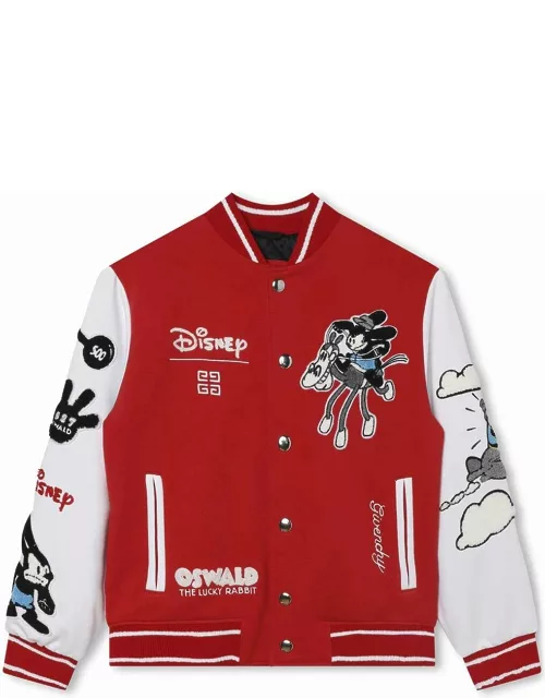 Givenchy Red Bomber Jacket With Oswald X Disney Patche