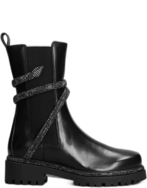 René Caovilla Cleo Combat Boots In Black Leather