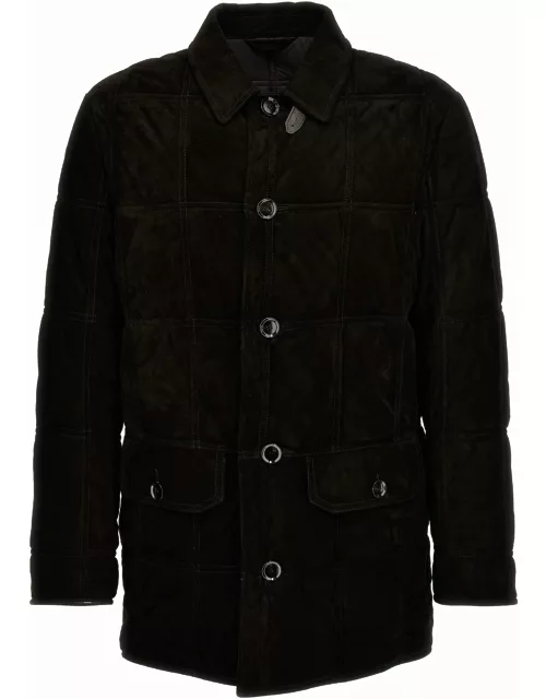 Brioni Quilted Suede Down Jacket