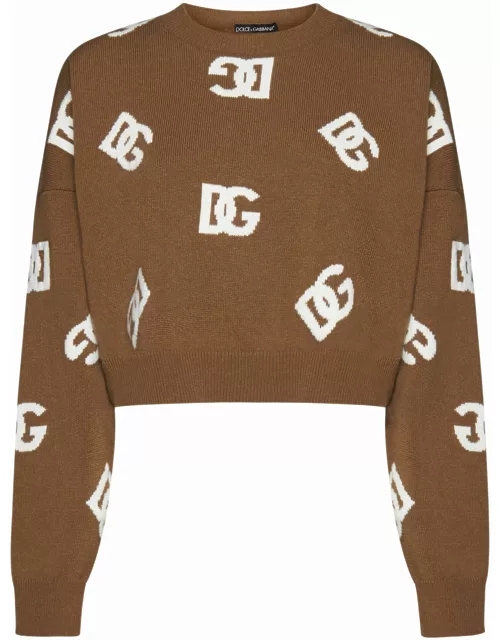 Dolce & Gabbana Logo Embroidery Cropped Sweater