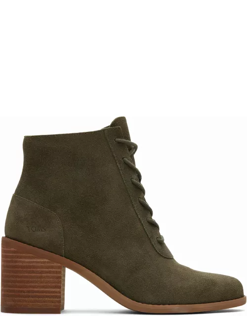 TOMS Women's Green Suede Evelyn Lace-Up Boot