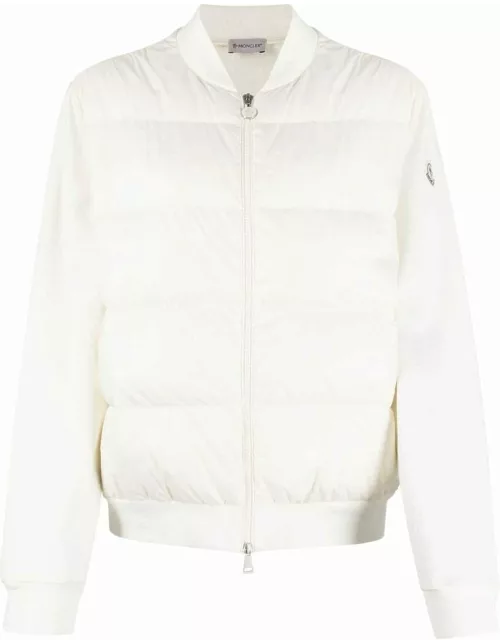 White padded zip-up sweatshirt