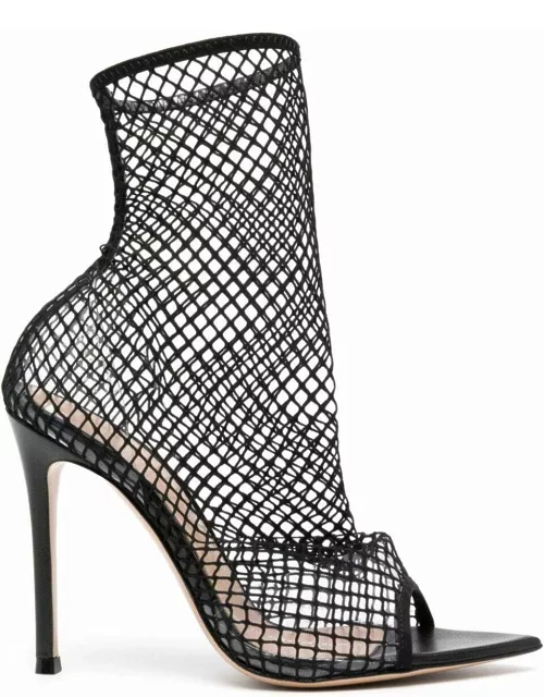 Open-toe boots with mesh detai