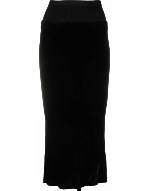 Midi pencil skirt with elasticized waistband