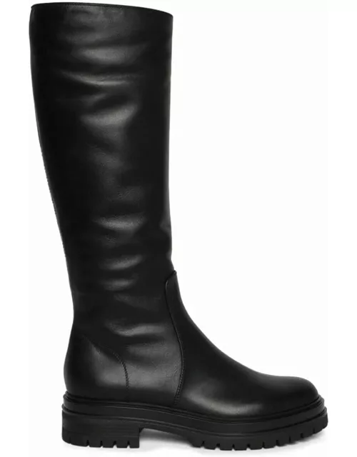 Black knee-high leather boot