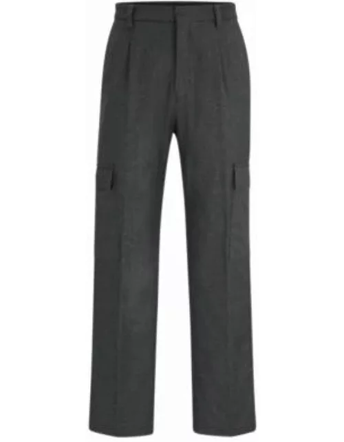 Suit pants in melange stretch-wool flannel- Light Grey Men's Suit Separate