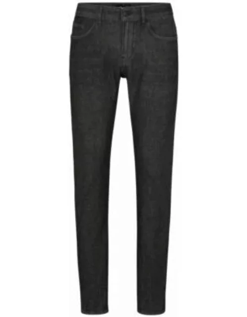 Slim-fit jeans in black performance-stretch knitted denim- Black Men's Jean