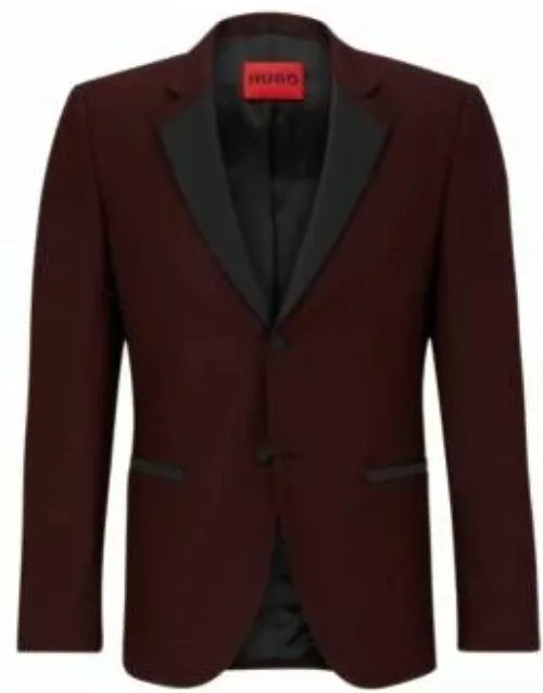 Slim-fit jacket with satin trims- Dark Red Men's Sport Coat