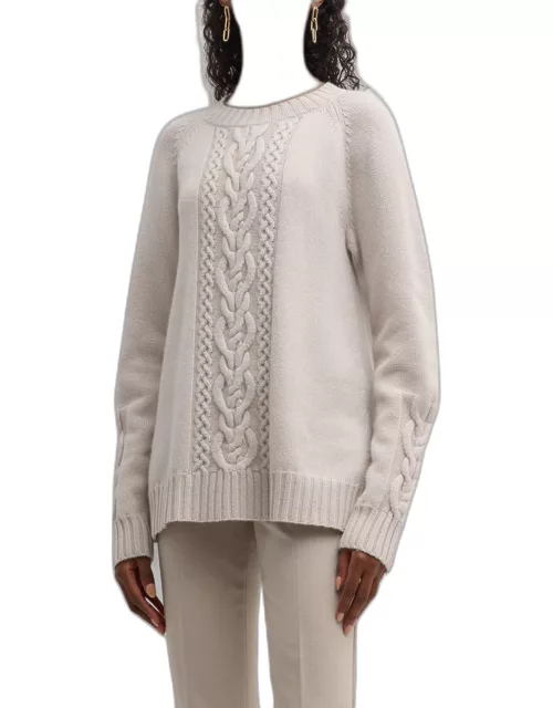 Ginny Cable-Knit Wool-Cashmere Crewneck Sweater