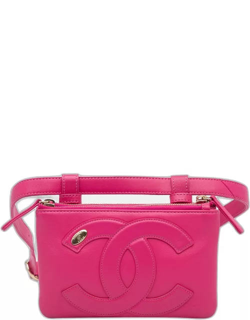 Chanel Pink Lambskin CC Mania Waist Bag