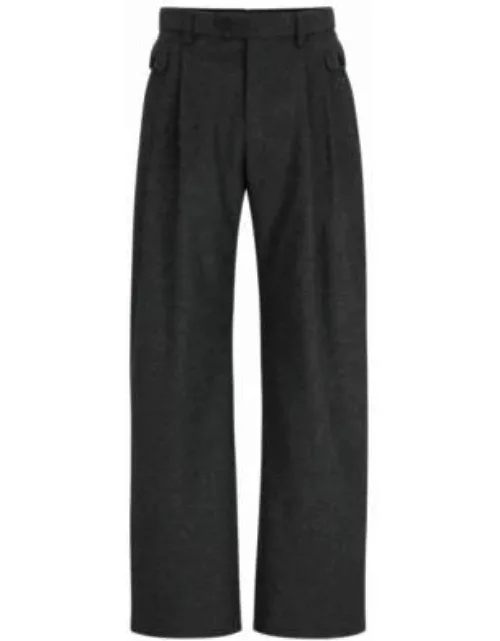 Relaxed-fit pants in virgin wool with buttoned pockets- Grey Men's All Clothing