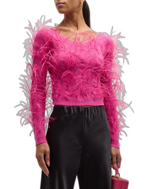 Danton Feathered Merino Wool Blend Cable Sweater