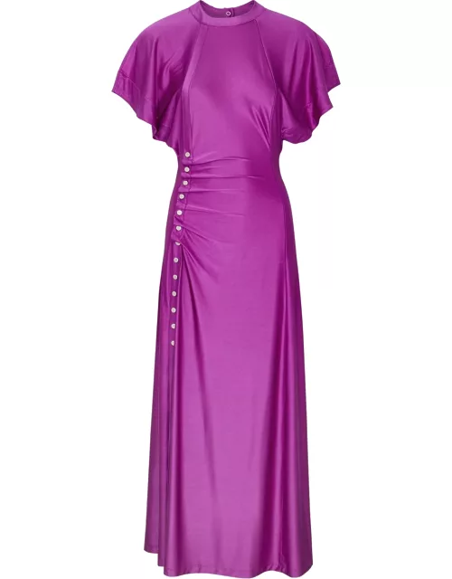 Rabanne Ruched Satin-jersey Midi Dress - Purple