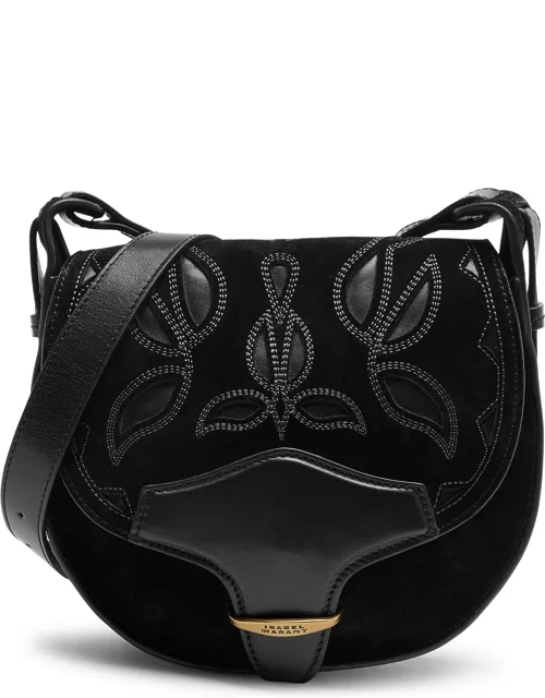 Isabel Marant Botsy Embroidered Suede Cross-body Bag - Black