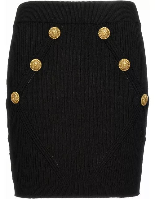 Balmain Mini Skirt Buttoned Knit