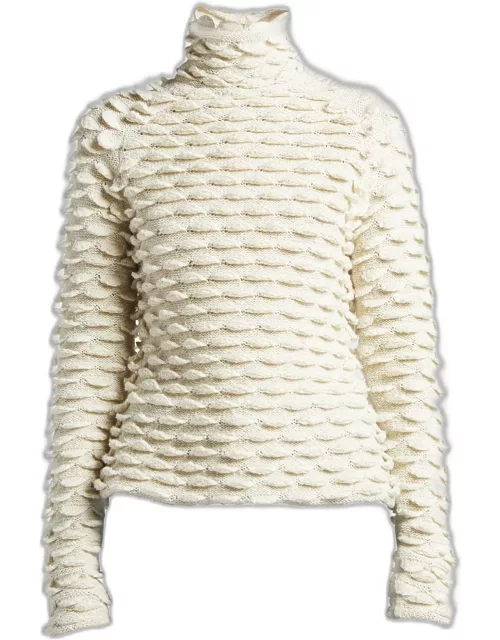 Fish Scale Wool High-Neck Sweater