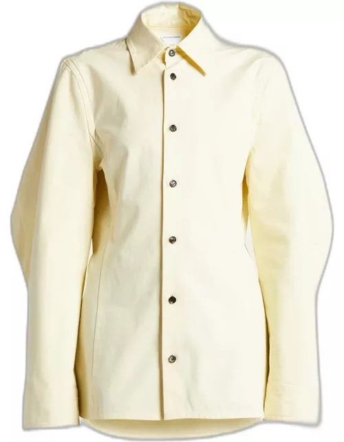Compact Cotton Canvas Shirt with Elongated Storm Flap