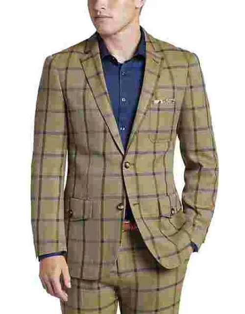 Paisley & Gray Big & Tall Men's Slim Fit Herringbone Plaid Suit Separates Jacket Military Herringbone Plaid