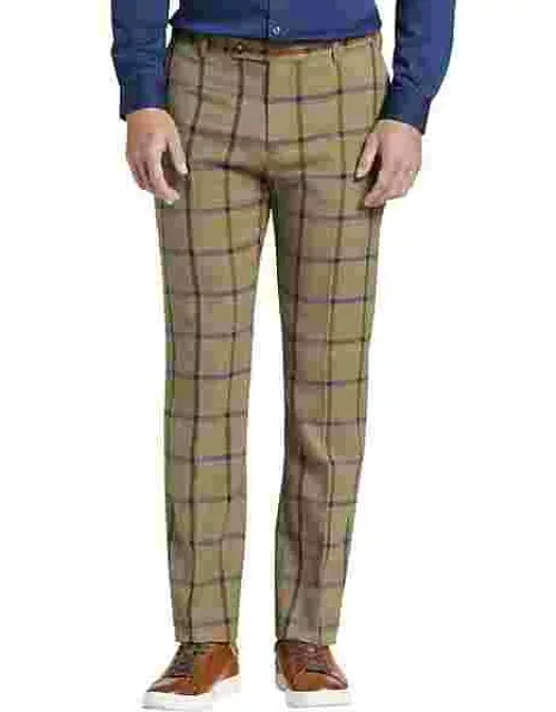 Paisley & Gray Men's Slim Fit Herringbone Plaid Suit Separates Pants Military Herringbone Plaid