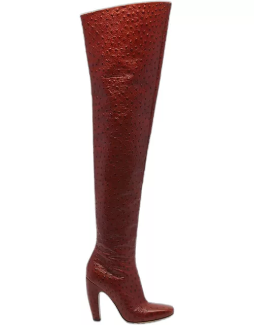 Canalazzo Embossed Leather Over-The-Knee Boot