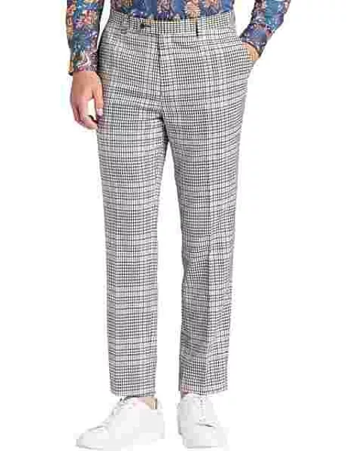 Paisley & Gray Men's Slim Fit Double Breasted Suit Separates Pants Black Tan Houndstooth