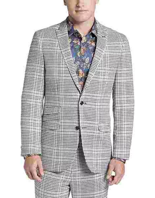 Paisley & Gray Men's Slim Fit Houndstooth Plaid Suit Separates Jacket Black Tan Houndstooth