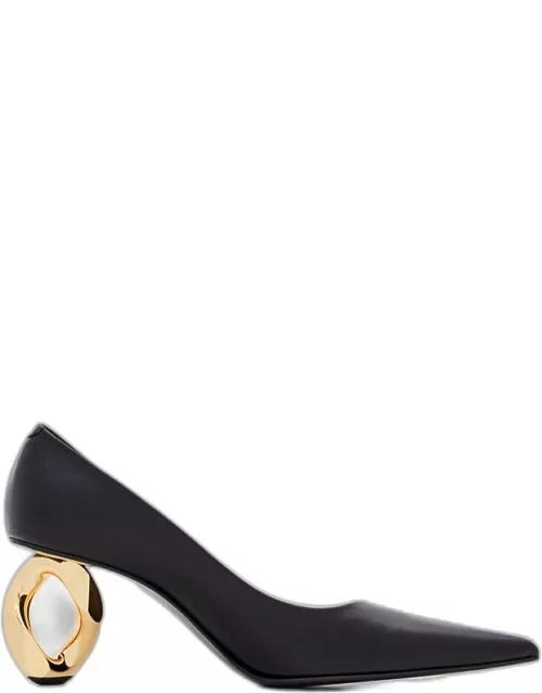 JW Anderson 75mm Chain Heel Leather Pumps Black